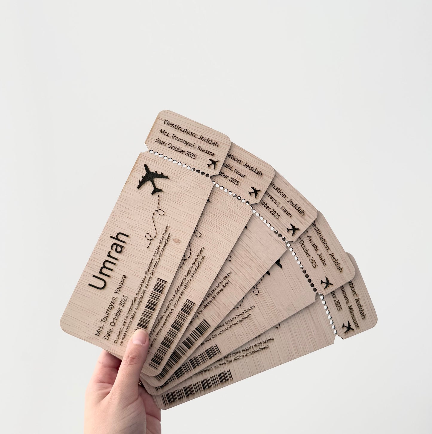 Boarding-pass op hout Umrah