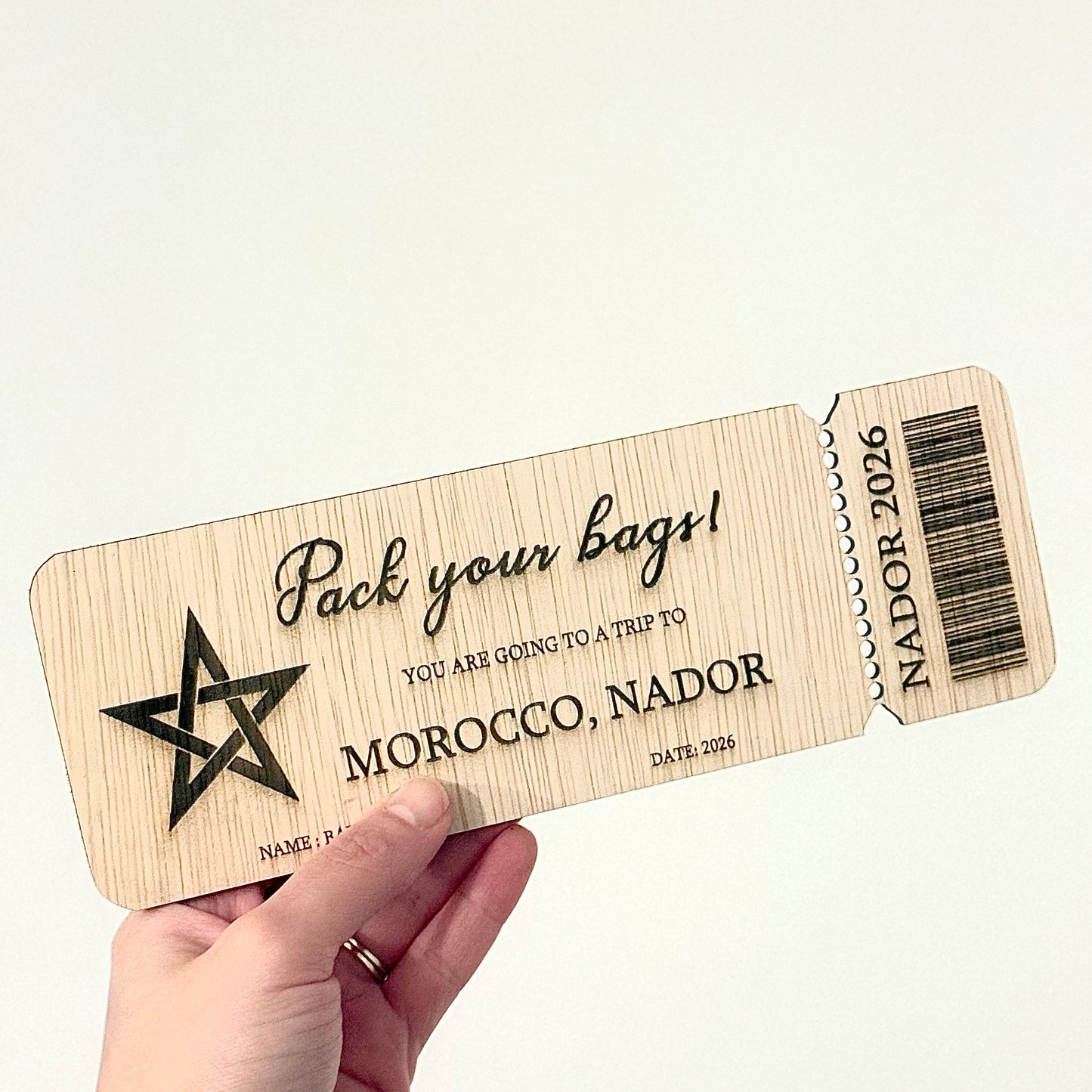 Boarding-pass op hout Marokko