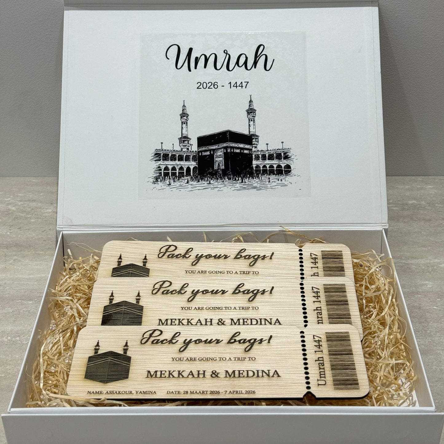 Geschenkbox boarding pass wit