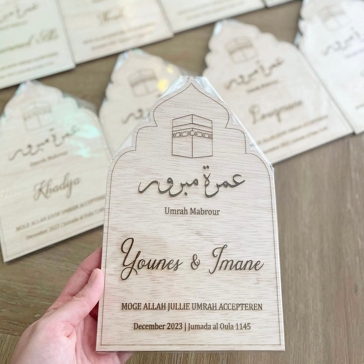 Gepersonaliseerde houten kader Umrah/Hadj